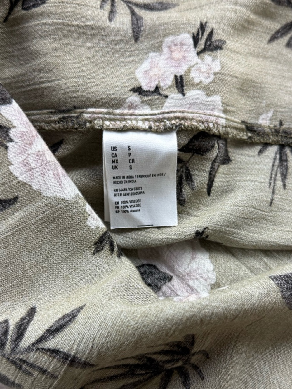 American Eagle Floral Smocked Maxi Dress Boho Cottagecore Olive Small - Picture 4 of 8